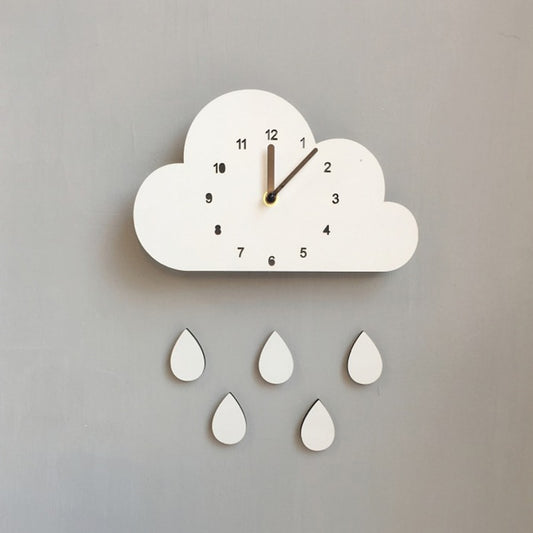 Nordic Style Nursery Clock Wooden Cloud Clock